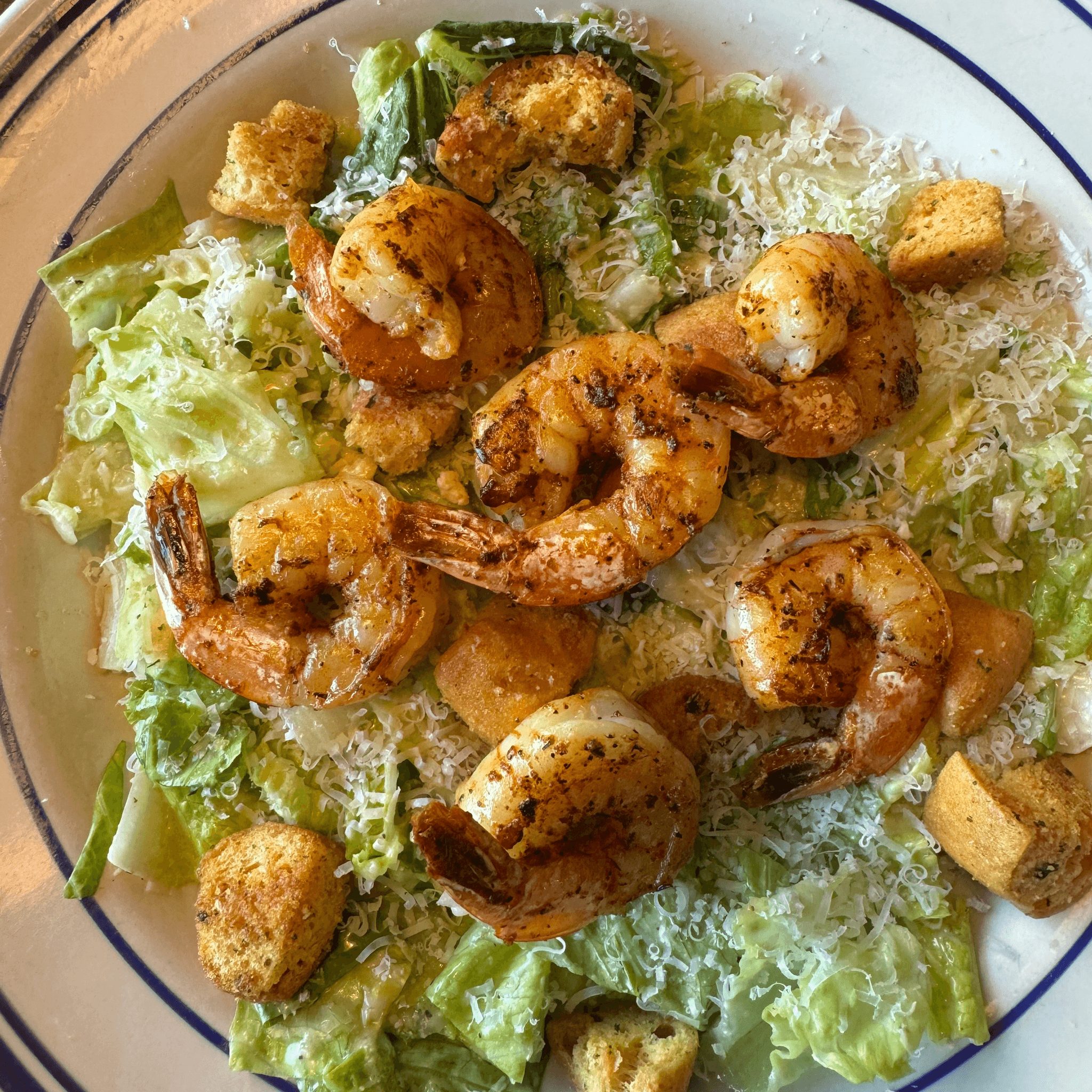Blackened Shrimp Caesar Salad.