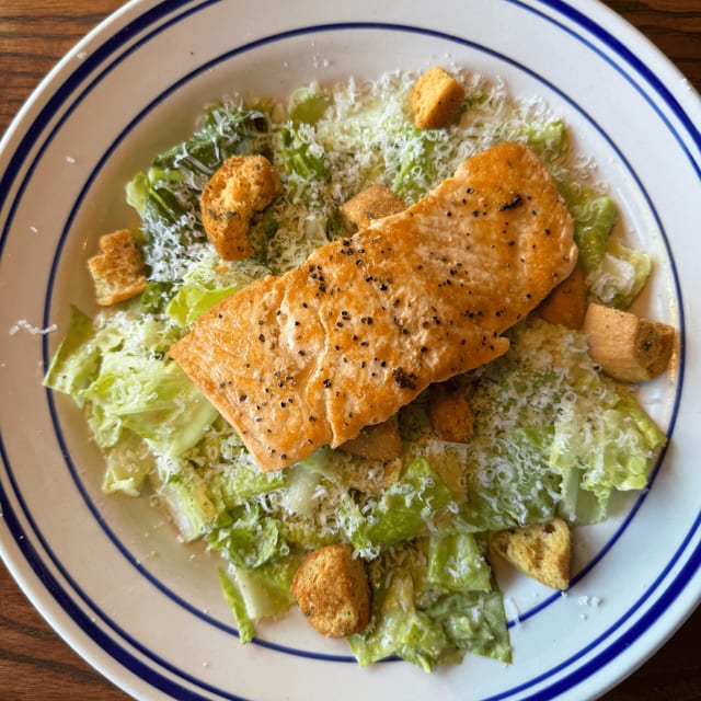 Salmon Caesar Salad.