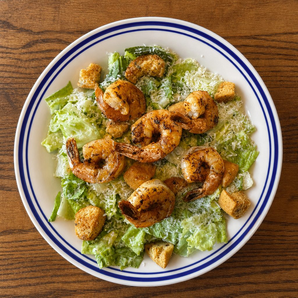 Blackened Shrimp Caesar Salad.