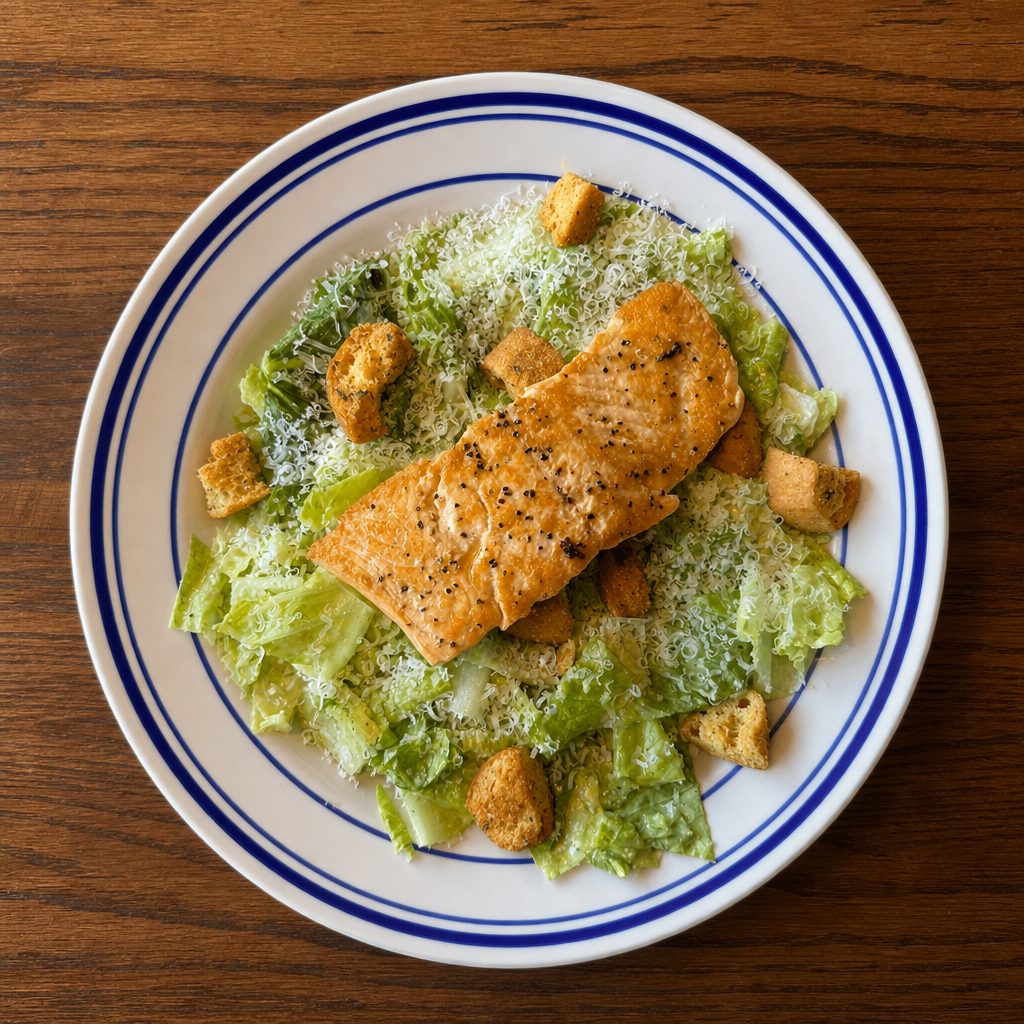 Salmon Caesar Salad.