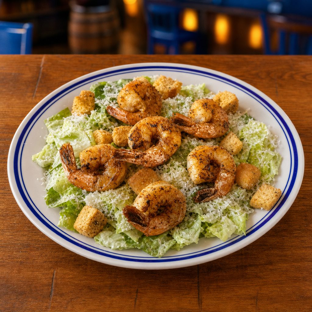 Blackened Shrimp Caesar Salad.