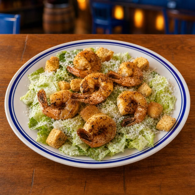Blackened Shrimp Caesar Salad.