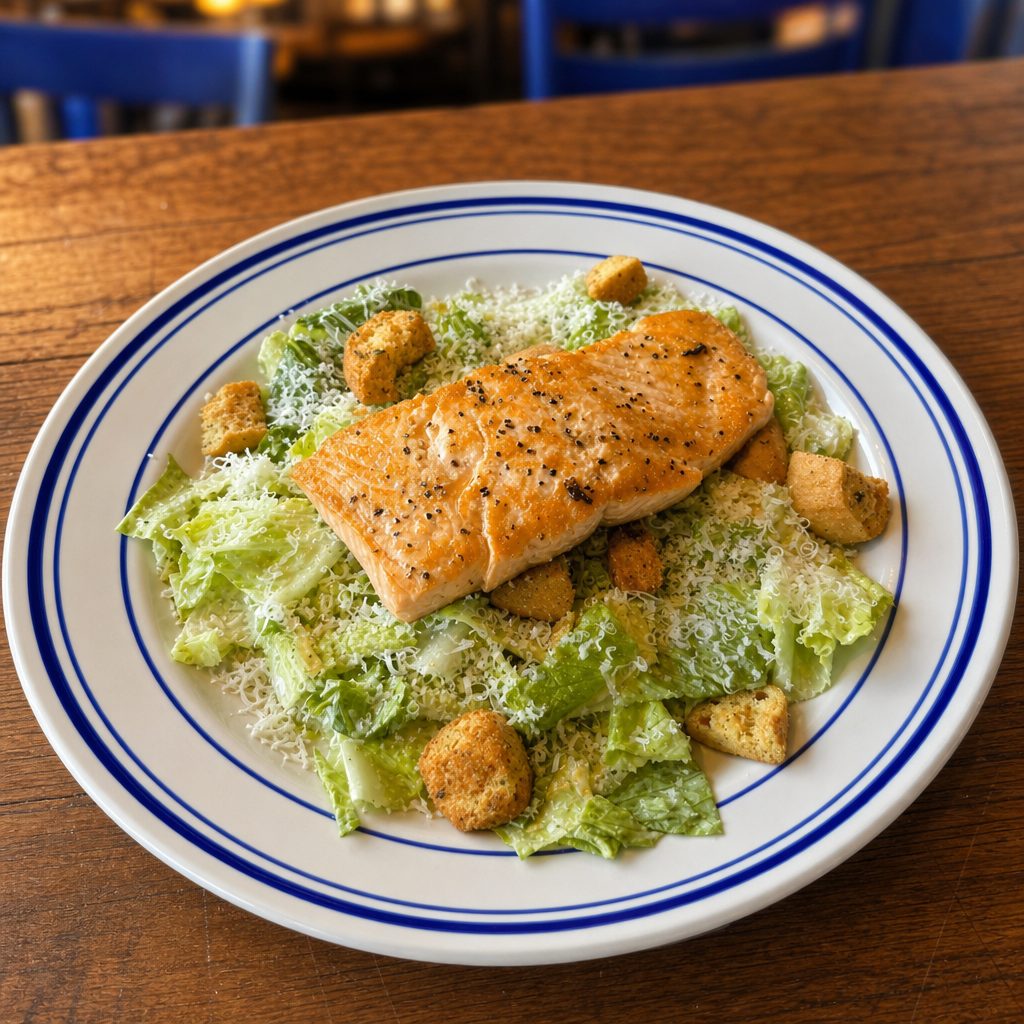 Salmon Caesar Salad.