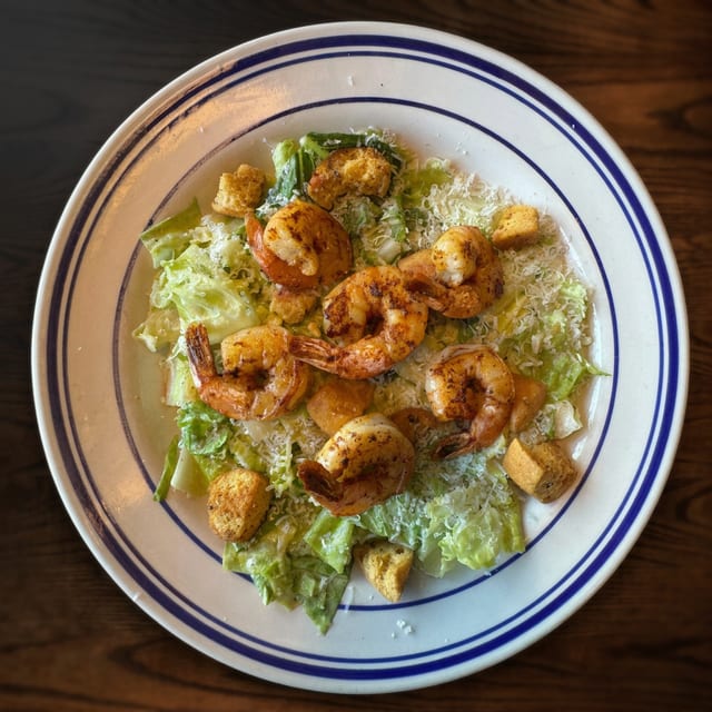 Blackened Shrimp Caesar Salad.