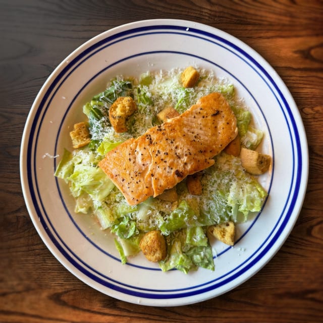 Salmon Caesar Salad.
