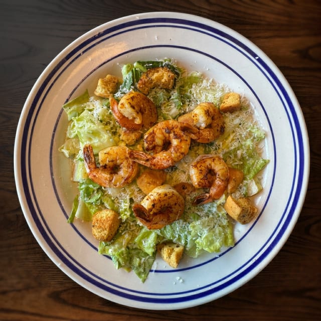 Blackened Shrimp Caesar Salad.
